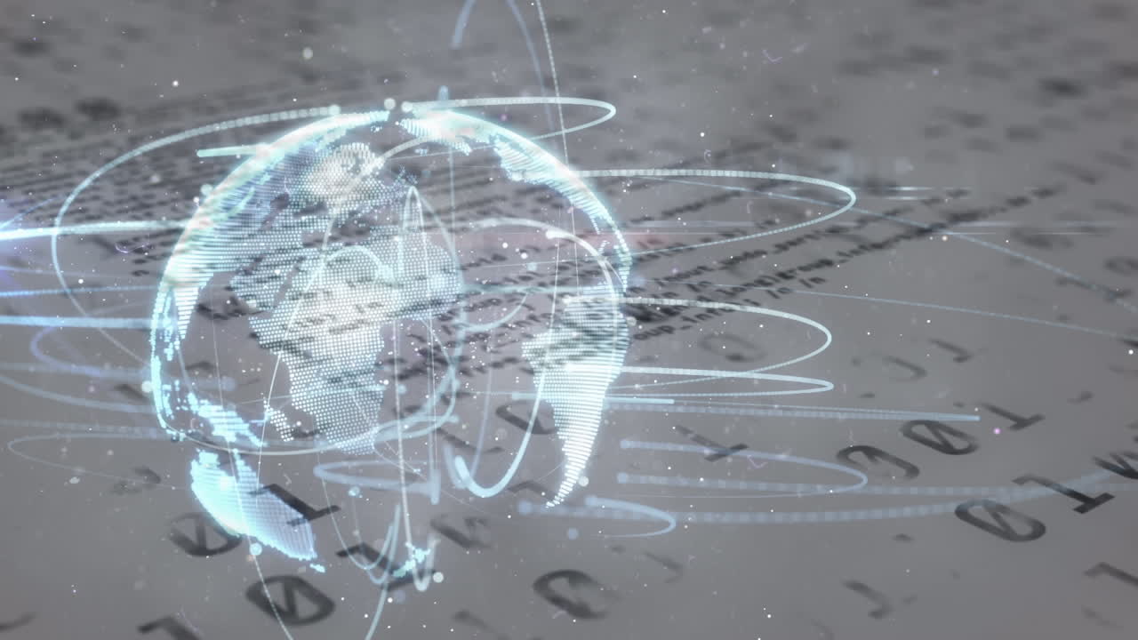 바이너리 코드 위의 글로브로 연결된 네트워크의 애니메이션