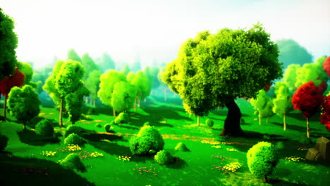 bosque de fantasía estilizado renderizado en 3d