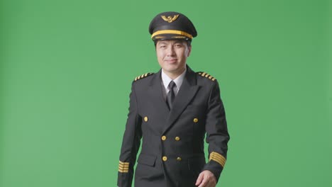 pilot in uniform on green screen