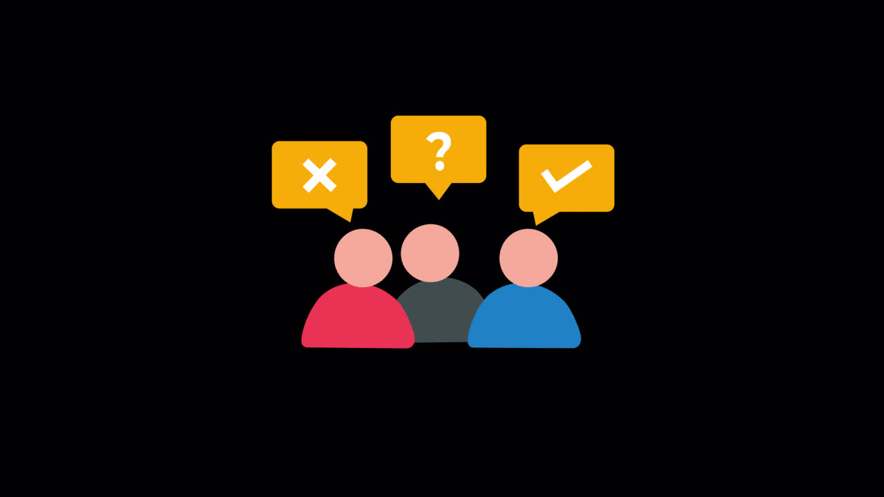 Animated Icons of People with Question, Check, and Cross Marks