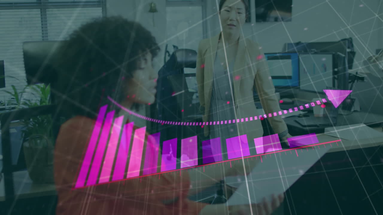 animación de las estadísticas y el procesamiento de datos sobre diversos empresarios en la oficina