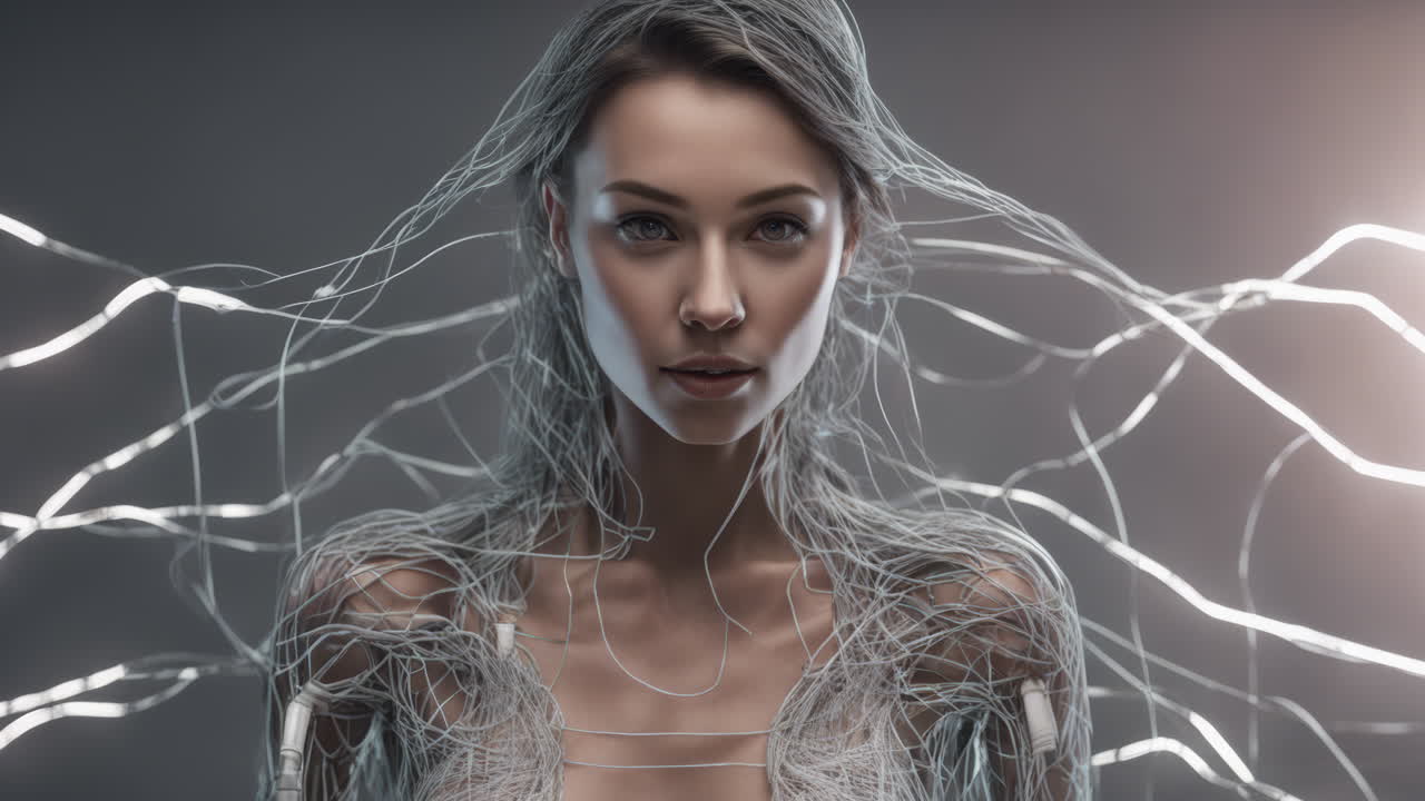 женская технология с vr гарнитурой изготовлена с помощью ai