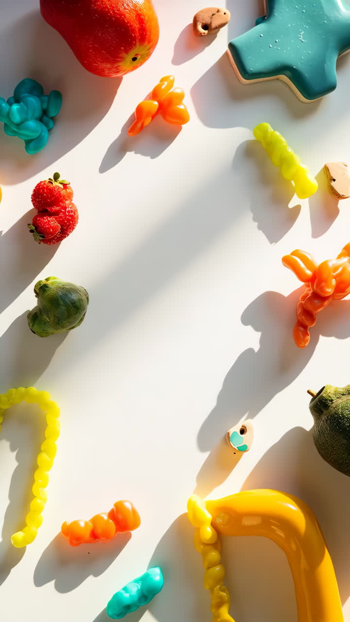 Colorful Abstract Toy Objects on White Background with Shadows