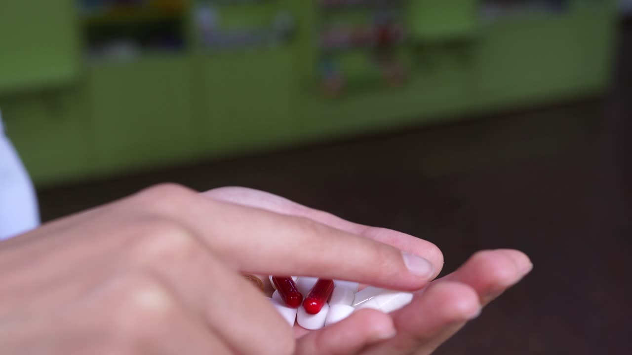 mano con varias pastillas y cápsulas