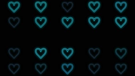 Pulsing-neon-blue-hearts-pattern-in-rows-3
