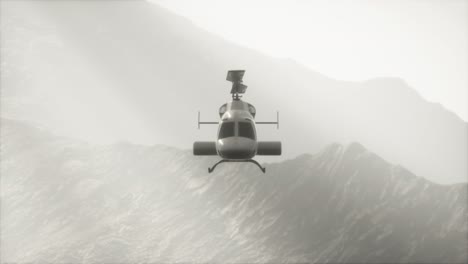 Helicóptero-Volador-En-Cámara-Lenta-Extrema-Cerca-De-Montañas-Con-Niebla