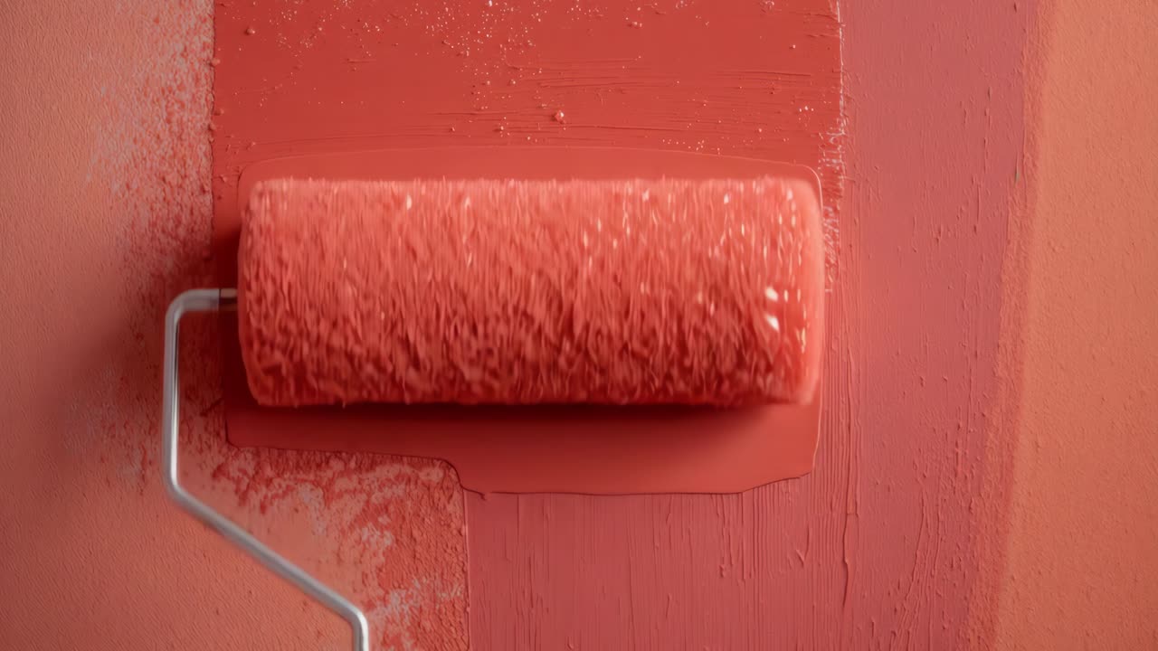 Painting a Coral Wall with a Paint Roller