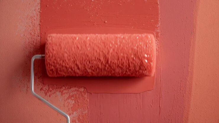 Painting a Coral Wall with a Paint Roller