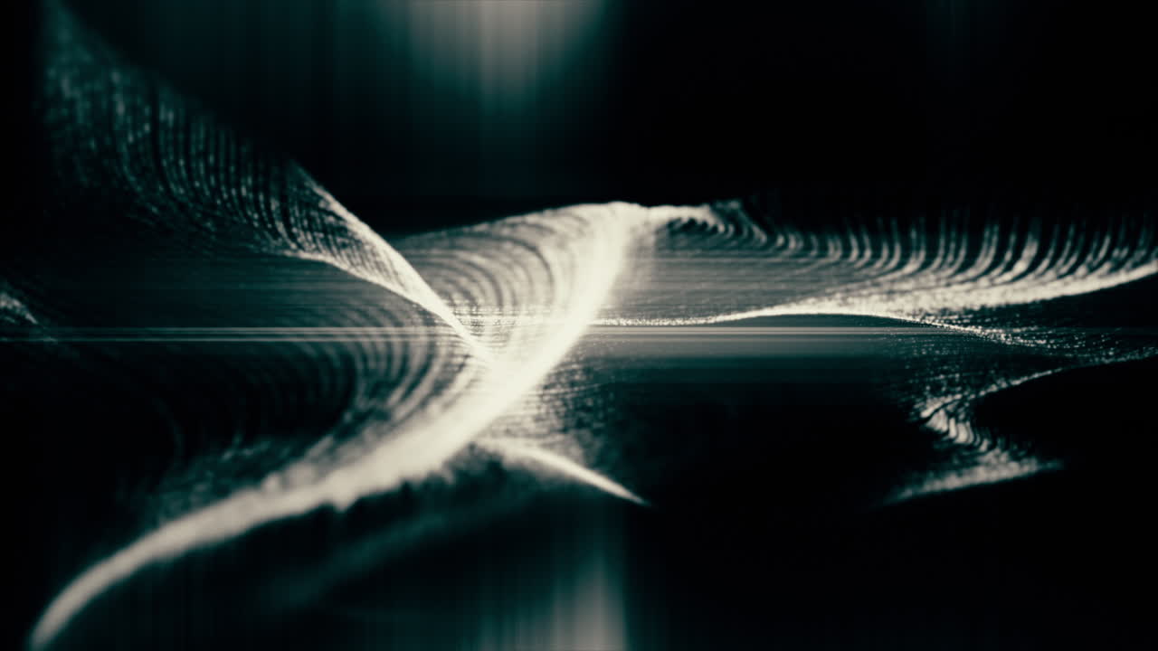 Futuristic abstract defocused particles wave pattern flowing motion background