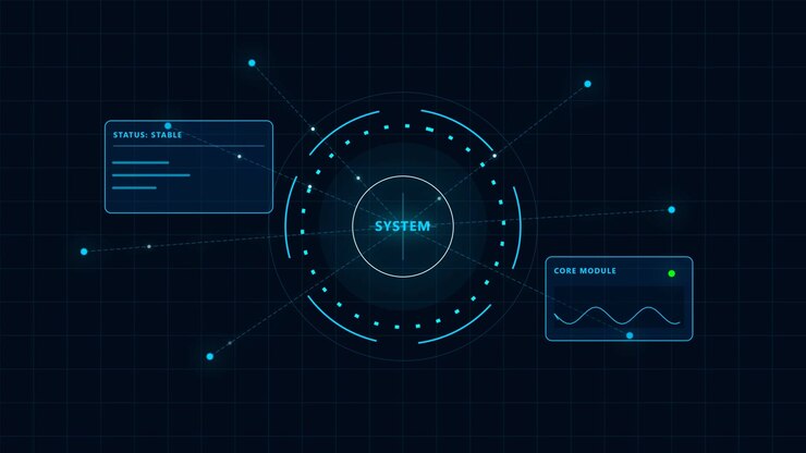 Futuristic Digital System Interface with Data Visualization