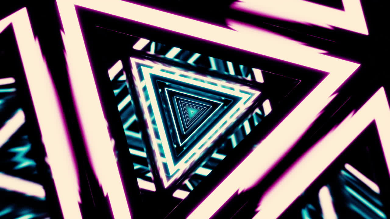 Abstract Triangular Tunnel with Neon Lights