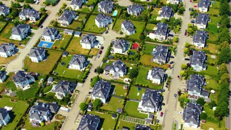 street with new homes in spring season