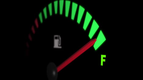 animation of fuel gauge moving over black background