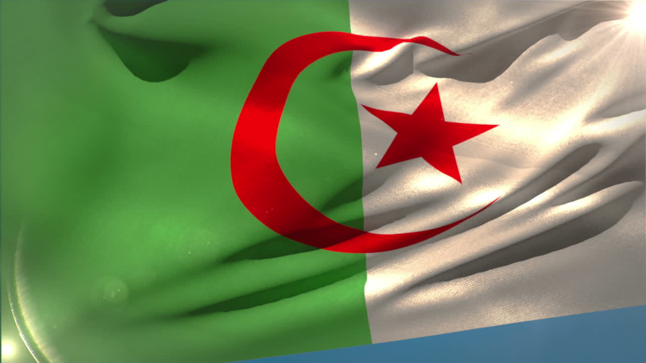 Grande bandiera nazionale dell'Algeria che sventola