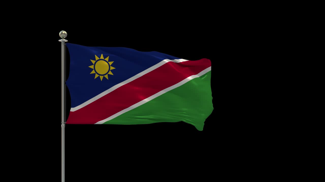 namibia varias banderas ondeando la bandera nacional en el poste, la bandera de la mesa