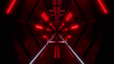 illuminated hallway of futuristic spaceship. 3d infinite loop