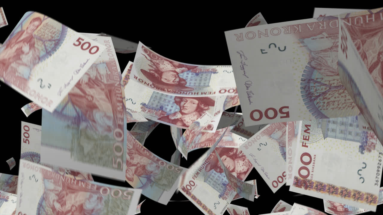 Falling 500 Kronor Swedish Banknotes