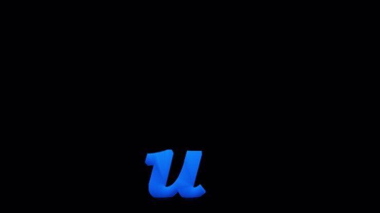 Lettera u blu che brucia sul canale alfa