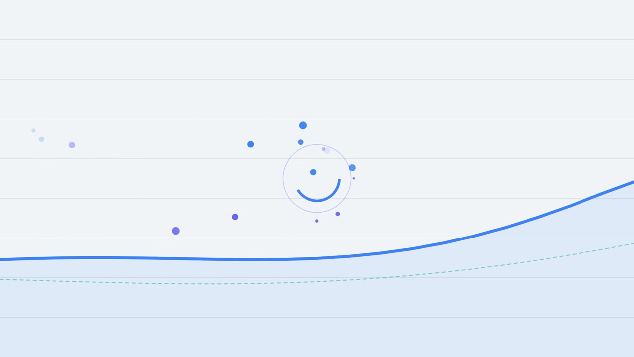 Abstract Motion Graphic of Blue Circles and Wavy Lines
