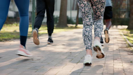 grupo de personas corriendo y caminando en un parque