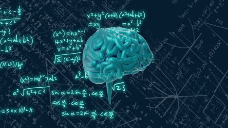 animación del cerebro humano y procesamiento matemático de datos