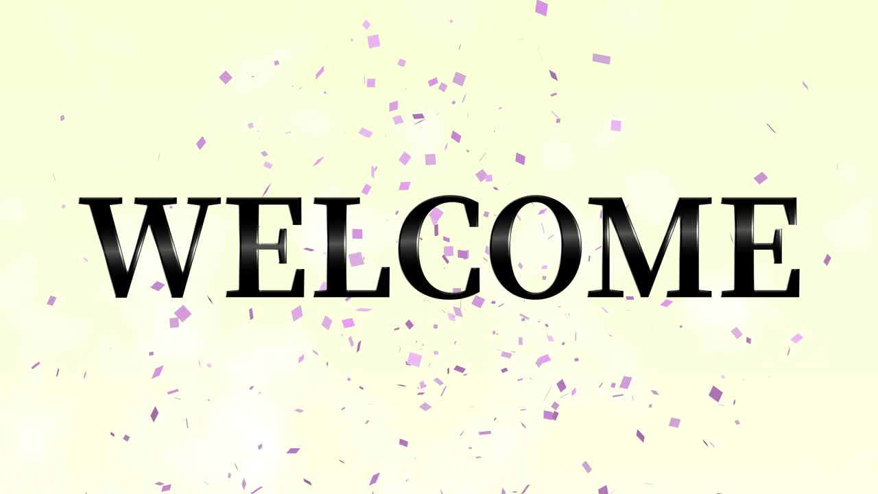Animazione testuale del messaggio "WELCOME" in motion graphics