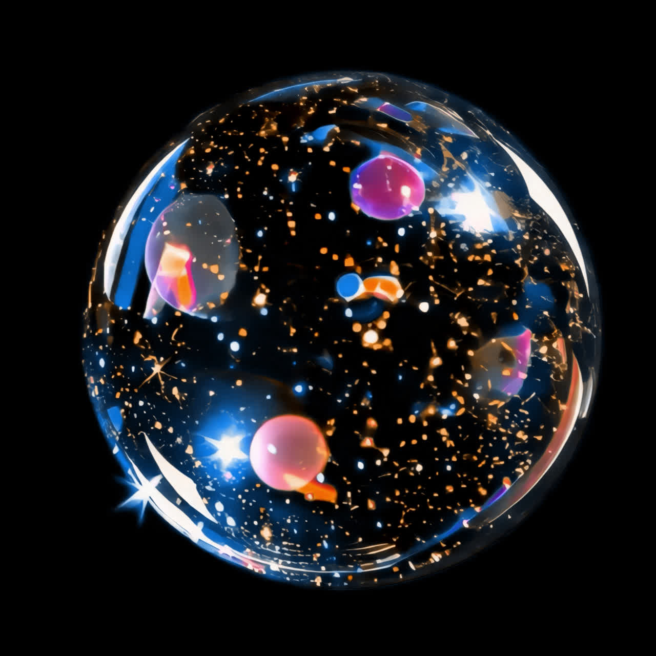 Colorful soap bubble animation isolated asset, transparent 4K video, alpha channel, ProRes 4444