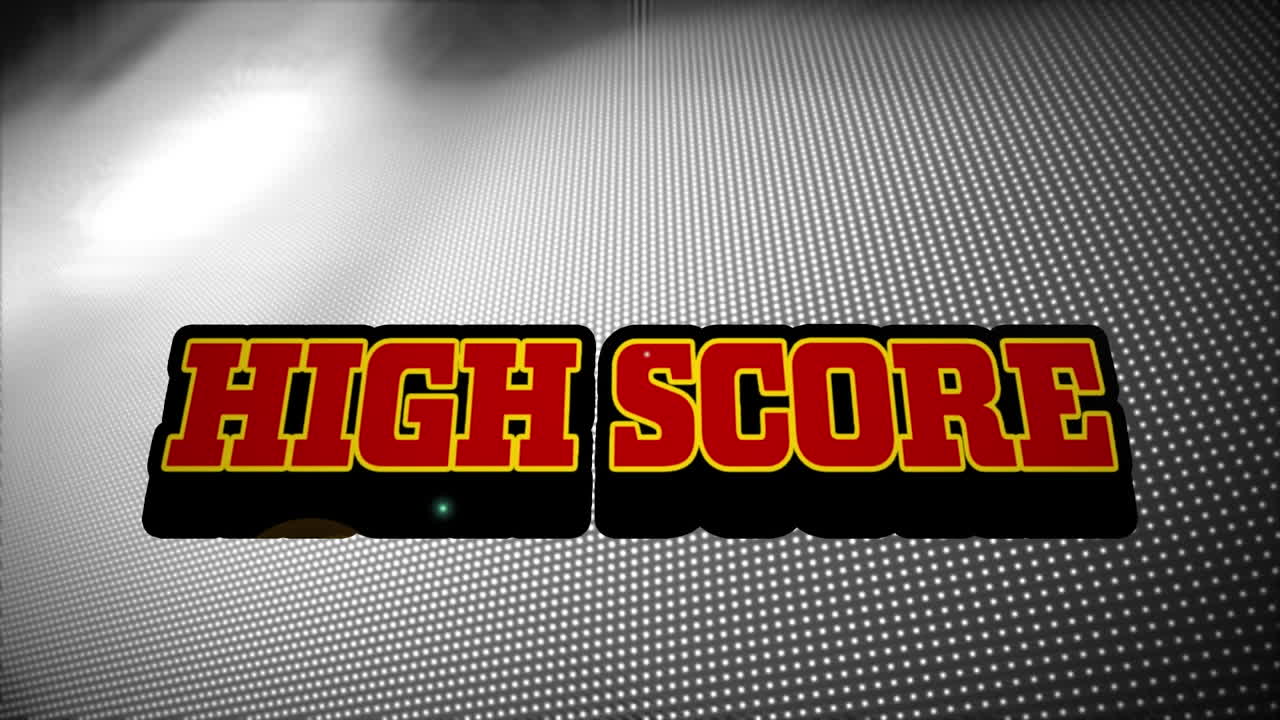 Animation of high score text with lens flares and dots in background