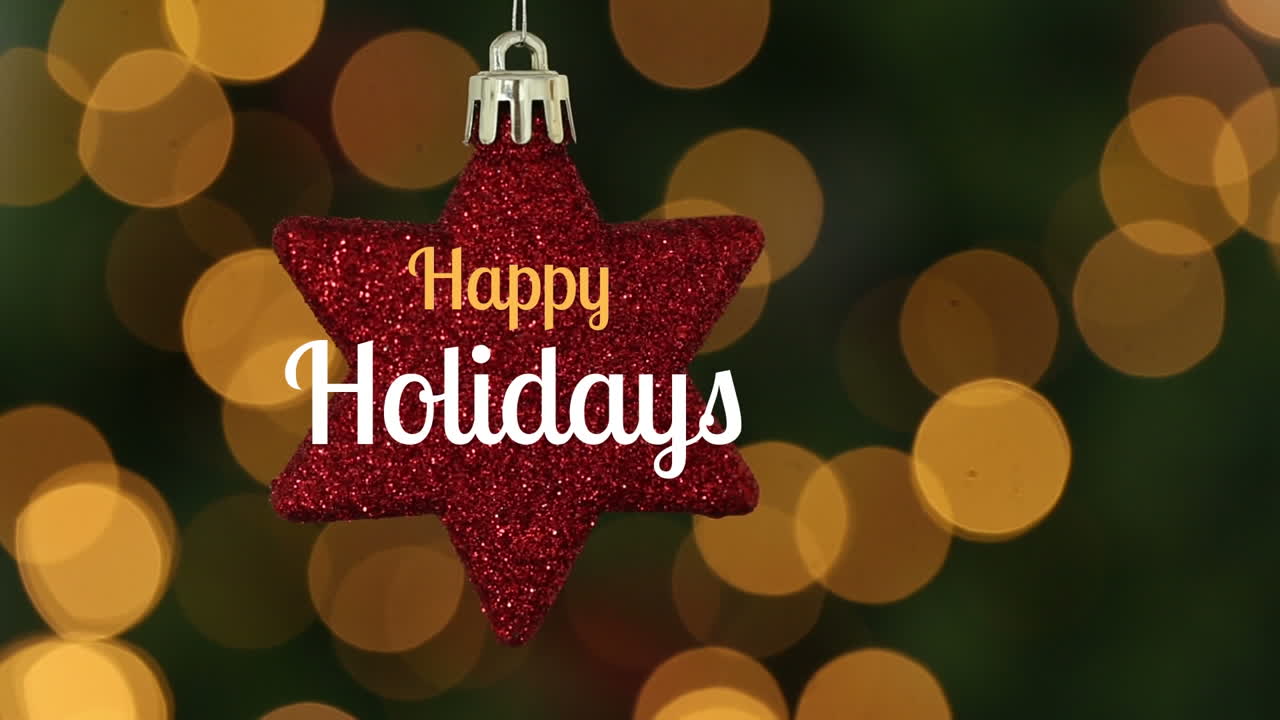 Happy holidays text and Christmas star decoration