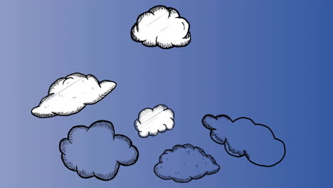 animating hand-drawn clouds on blue gradient background