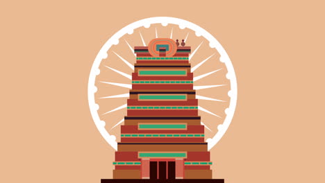 india celebration animation with castle and ashoka chakra