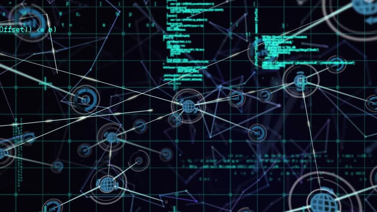 Animation af netværk af forbindelser over databehandling