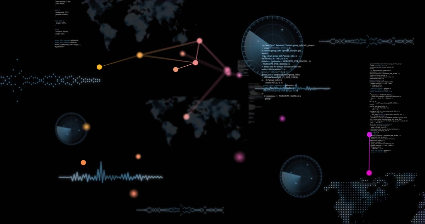 Digital World Map with Network Connections and Data HUD