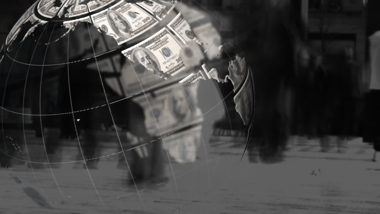 billetes de globo y de dólar