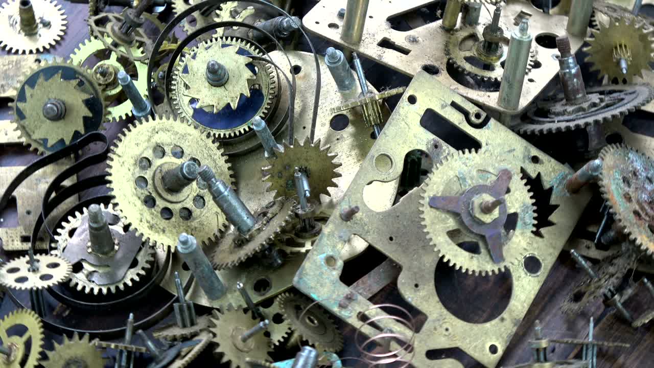 ruedas y engranajes de bronce de relojes antiguos fondo giratorio