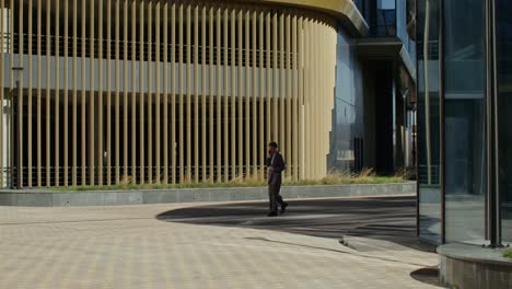 business people walking in modern city