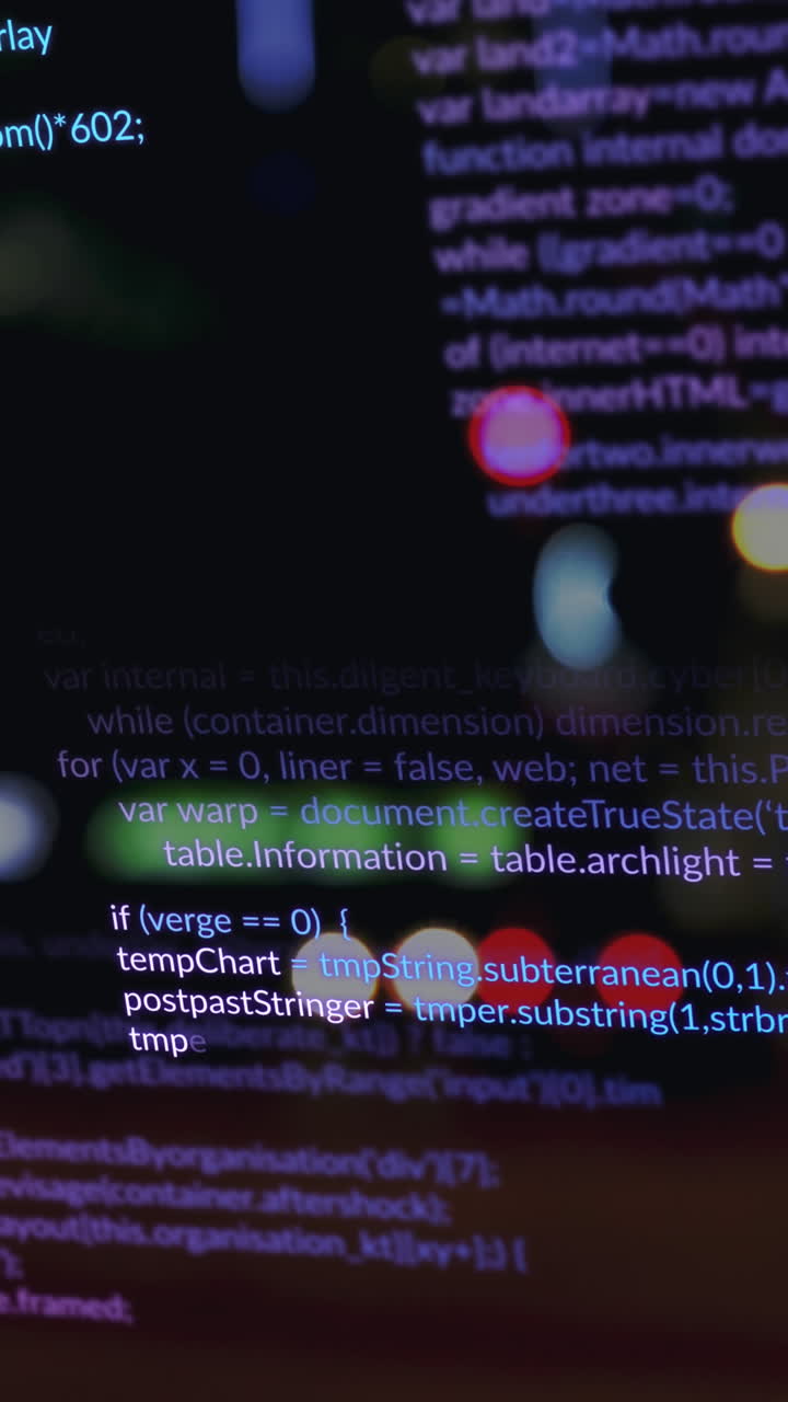 animación del procesamiento de datos sobre la ciudad por la noche