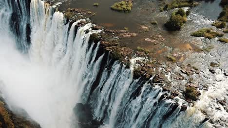 Aerial-View-Victoria-Falls,-Shungu-Namutitima-at-the-Border-of-Zimbabwe-and-Zambia-in-Africa