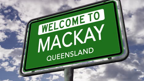 mackay, queensland, australia, city road sign, realistic 3d animation