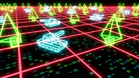 Retro-80s-game-tanks-VHS-tape-video-war-battle-vector-arcade-tron-wireframe-4k