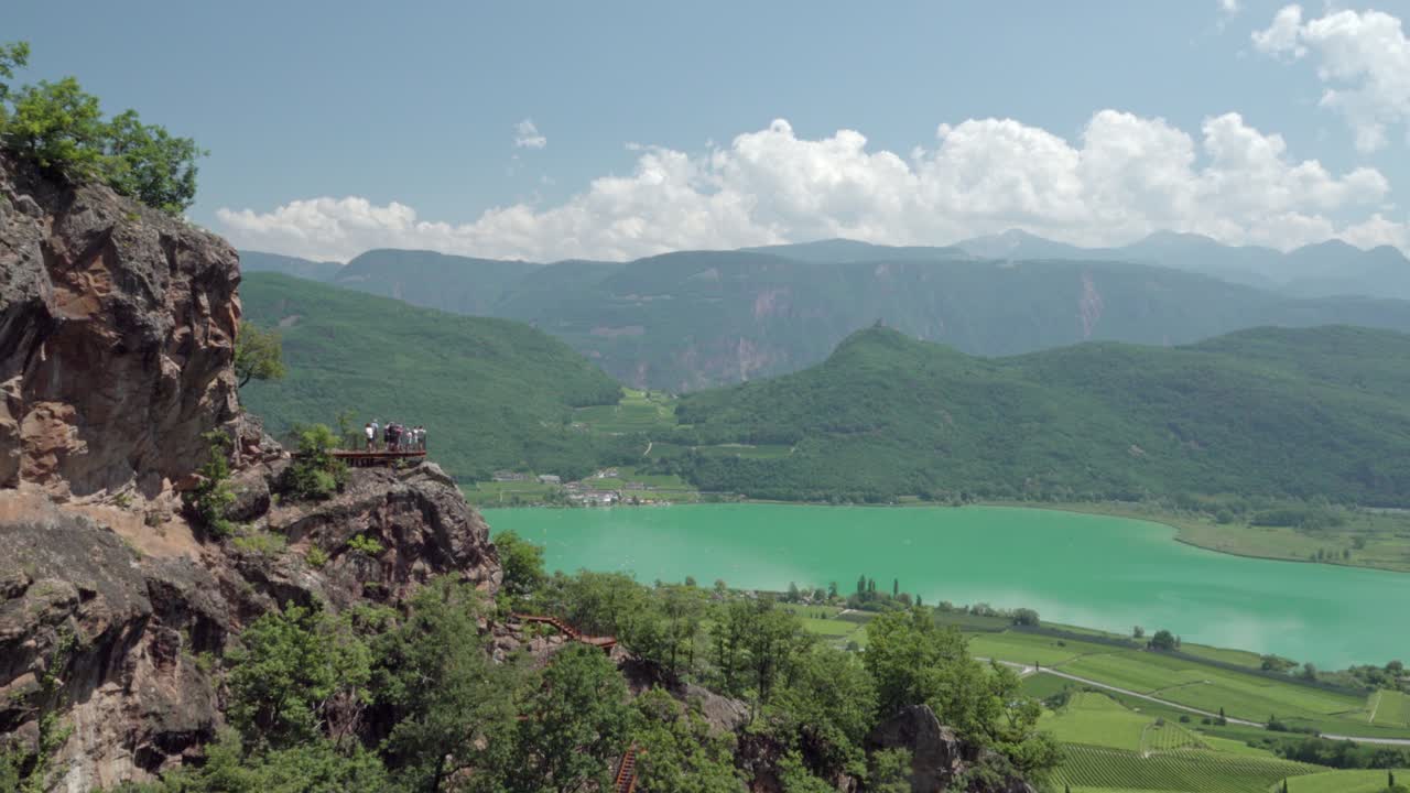 View towards Lake Kaltern - Caldaro and its surroundings from the Rastenbachklamm gorge in