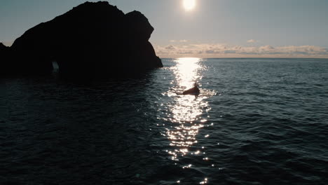 puesta de sol sobre una costa rocosa