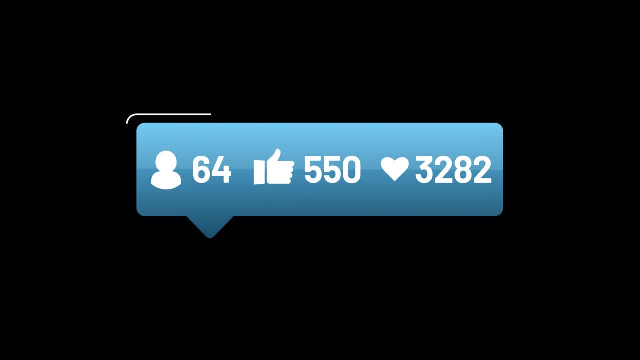 Social media icons with increasing numbers, social media networking, animation, video isolated alpha matte and green background