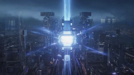 futuristic sci-fi city with central energy core