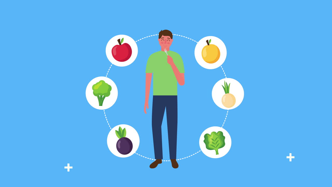 молодой человек с свежей здоровой пищей