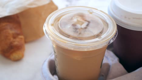 iced coffee and croissant