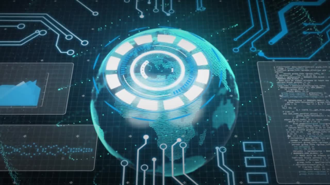 회로판의 애니메이션 및 전 세계 데이터 처리