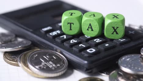 tax calculation with calculator and coins