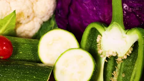 assorted vegetables displayed on a blue background