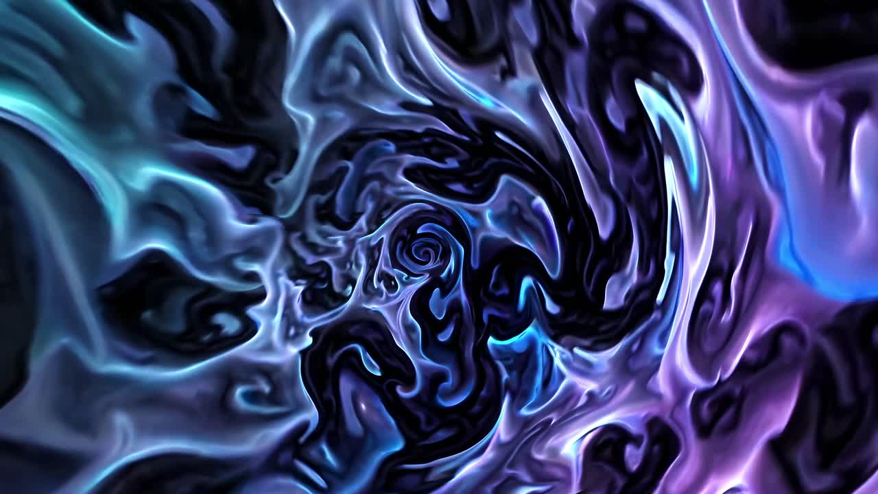 Vivid swirls of blue and purple create a mesmerizing abstract pattern, evoking a sense of mystery and depth. The fluid motion and vibrant hues stimulate the imagination